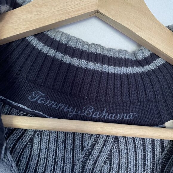 Tommy Bahama Mens XL Grey Cable Knit Quarter-Zip Sweater heavy comfortable - Picture 3 of 8